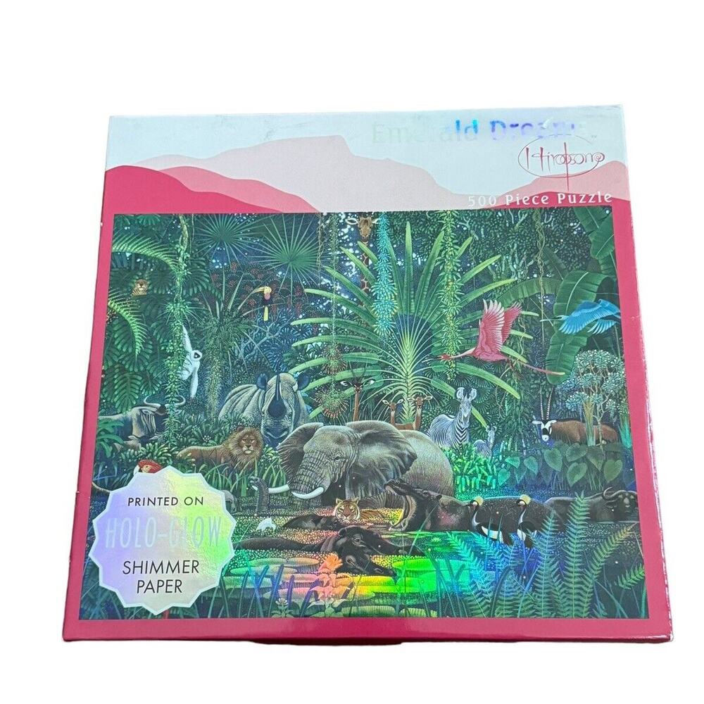 Ceaco Emerald Dreams Puzzle Hiroo Isono 500 pc HoloGlow Shimmer 20" X 16” Forest